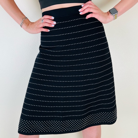 Calvin Klein midi skirt office black striped - Picture 3 of 6